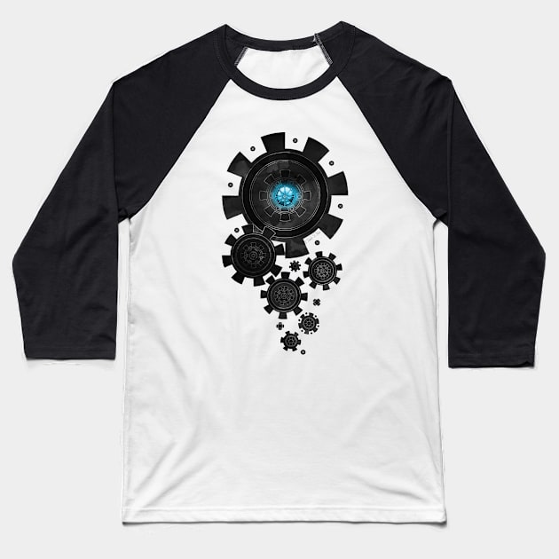 Steampunk Gears Black & Blue Baseball T-Shirt by Make-It-Mico